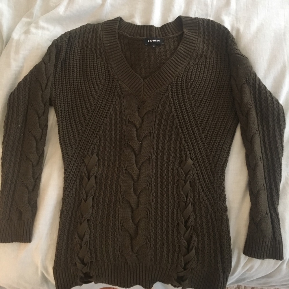 Express Olive Green Knitted Sweater